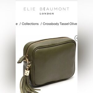 Elie Beaumont olive green crossbody camera bag geniune leather